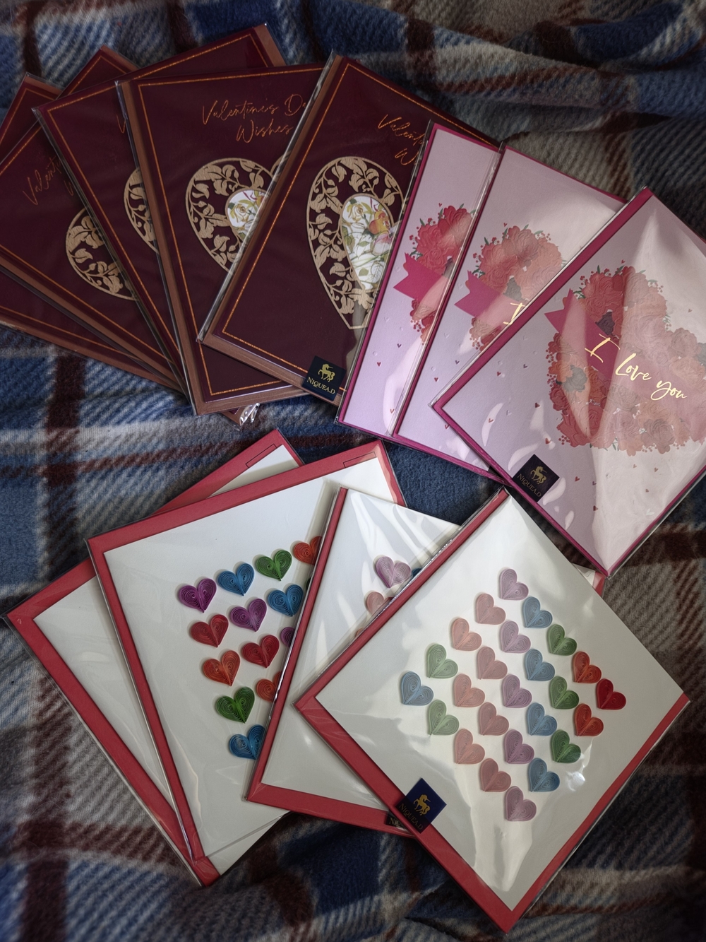 Niqueal Assorted Valentine's Greeting Cards - Pink, Burgundy, Gold